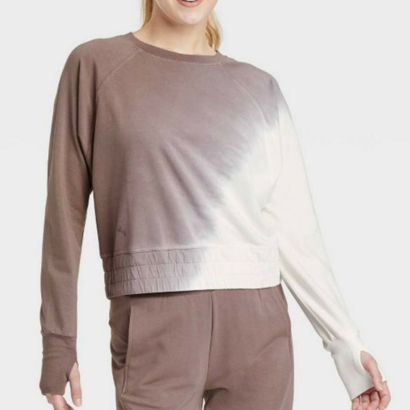 Joy Lab Cropped Fit Sweatshirt Ombre Tie Dye - Picture 1 of 6